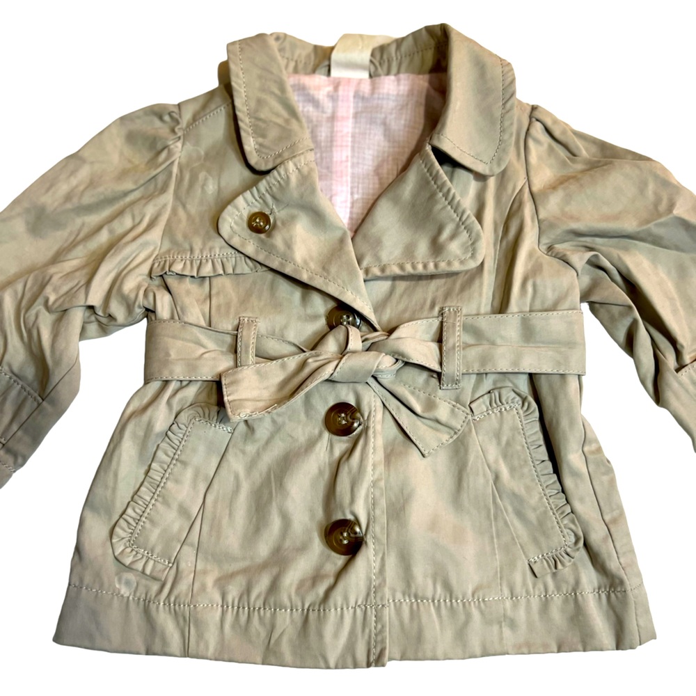 H&M Infant Toddler Baby Girl’s Tan Pea Coat Trench Jacket Sz 2-4 mo